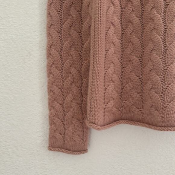 Tory Burch Cashmere Dusty Pink Cable Knit Fisherman Sweater Size Small - Picture 5 of 8